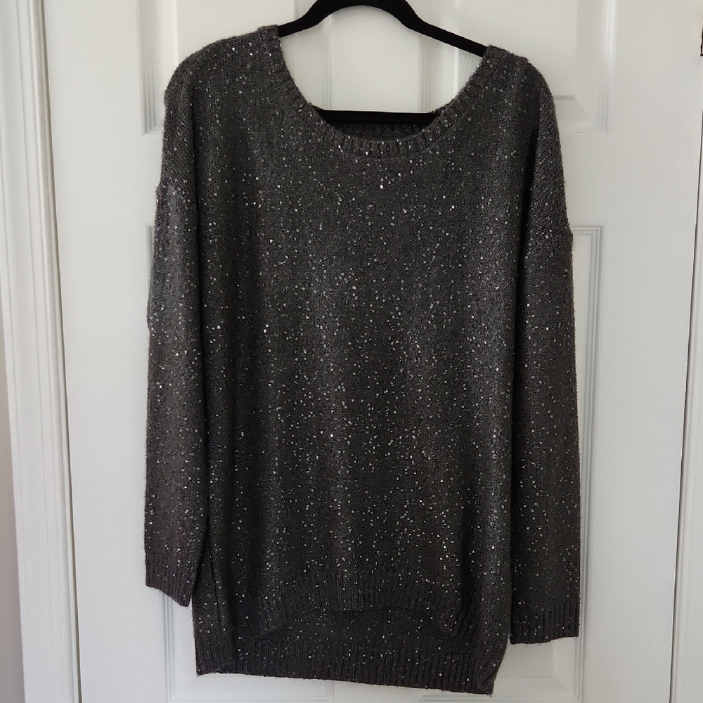 a.n.a. Castlerock Pewter Sequins Sweater